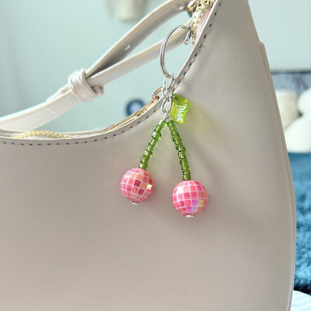Handmade Sparkly Cherry Bag Charm/Keychain